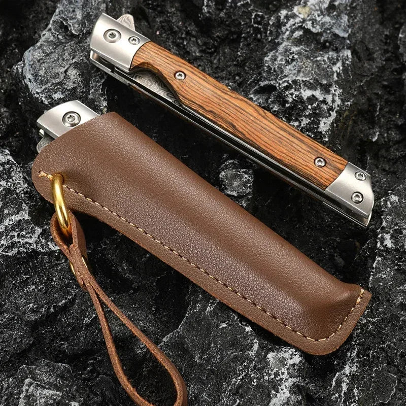 PLYS Folding Pocket Knife – Damascus Steel & Wood Handle EDC Folding Pocket Knife Axl