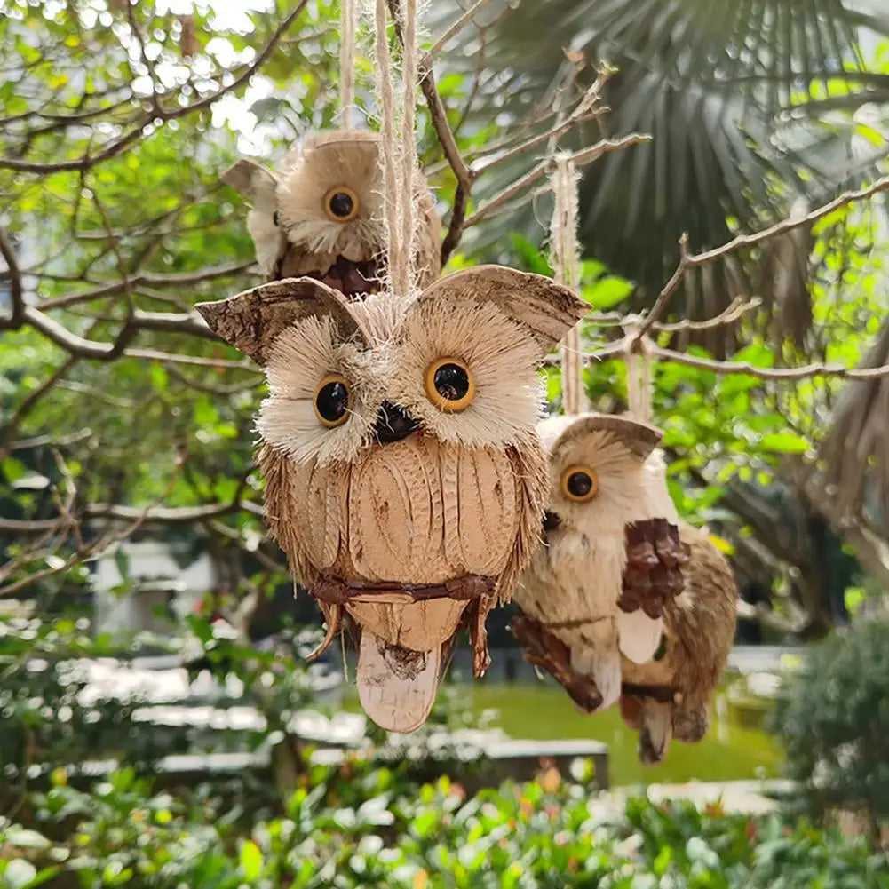 Handcrafted Straw Owl Hanging Ornament | Rustic Home Decor Hanging Ornament Axl