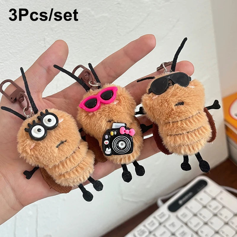 Cockroach Plush Keychain – Cute Stuffed Animal Bag Pendant Plush Keychain Axl 3Pcs