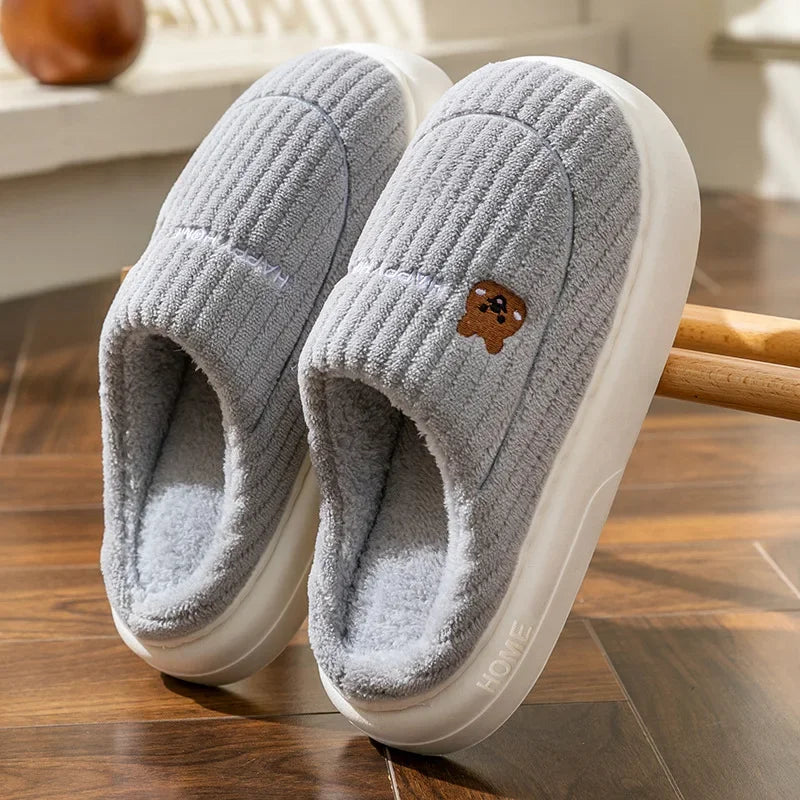 YBQJOO Men's Warm Cotton Winter Slippers – Anti-Slip Indoor Shoes Men's Winter Slippers Axl GRAY 36-37