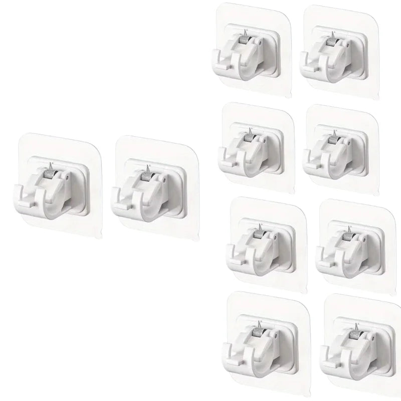 10-Pack No-Drill Adhesive Curtain Rod Holders | Wall Brackets Curtain Rod Brackets Axl White-10PCS
