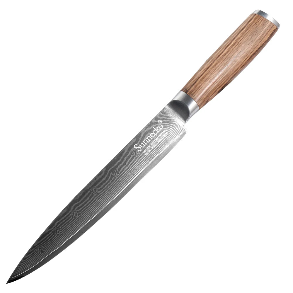 Sunnecko 8" Damascus Steel Slicing Knife – 73-Layer VG10 Damascus Slicing Knife Axl Slicer B China Mainland 8 inch