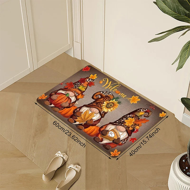 Gnome & Pumpkin Festive Doormat – Non-Slip Indoor/Outdoor Festive Doormat Axl