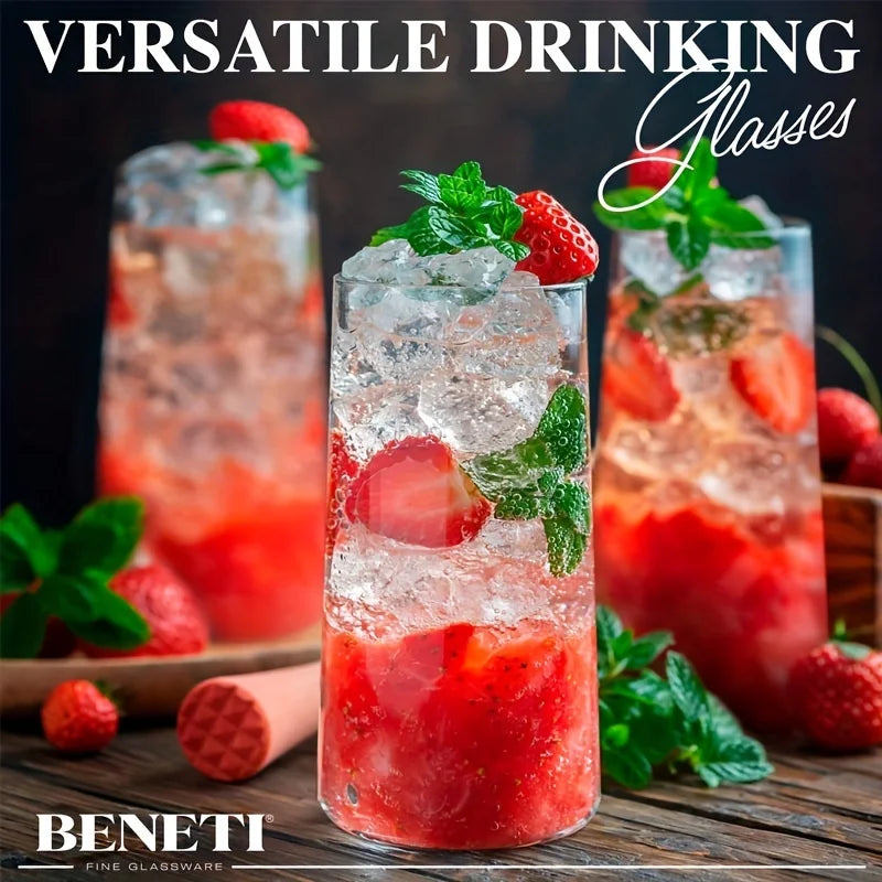 KEMORELA Highball Glasses – Clear Tall Glass Cups (1/2/4 PCS) Highball Glass Set Axl
