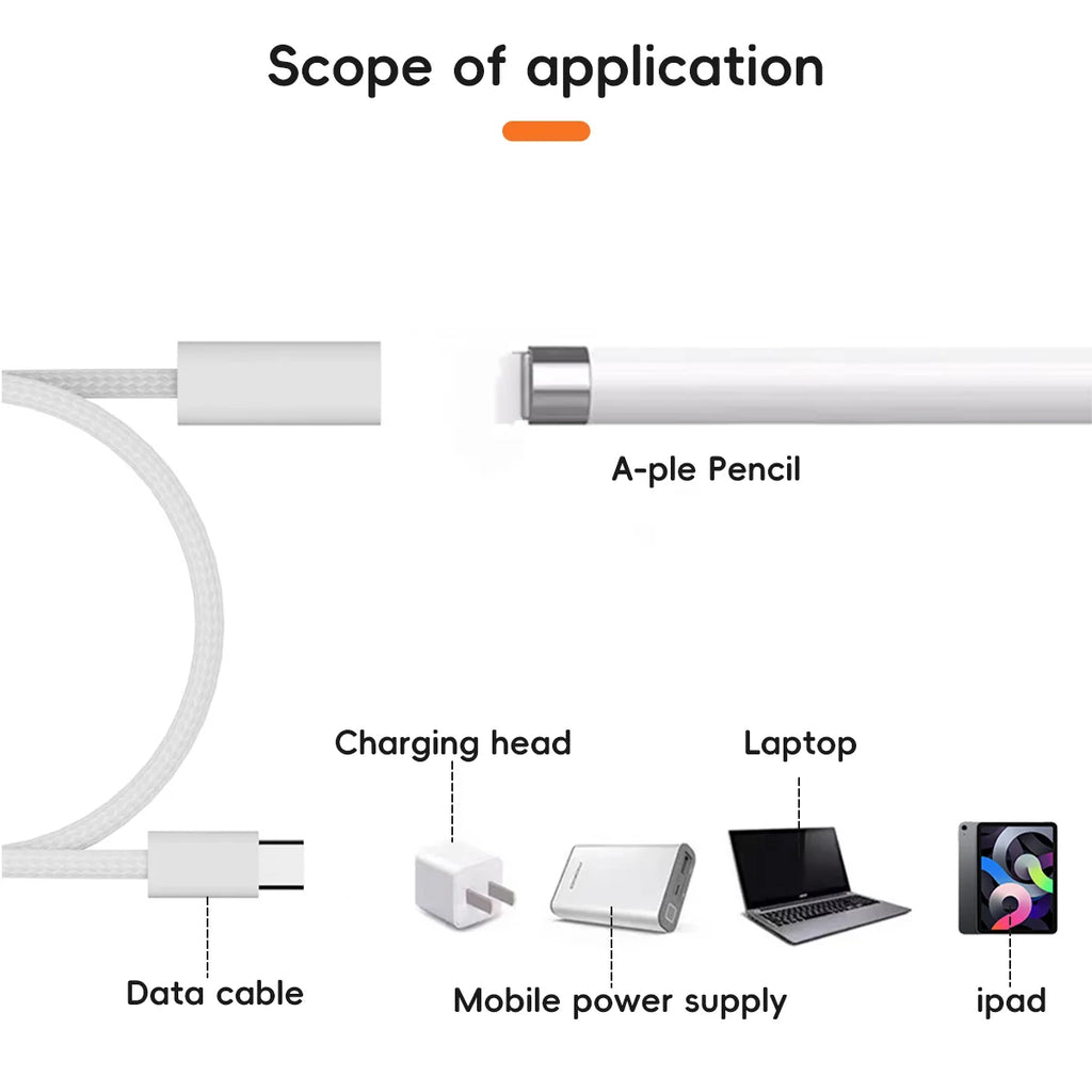 Apple Pencil 1 Charging Cable – USB-C to Lightning Adapter Charging Adapter Cable Axl