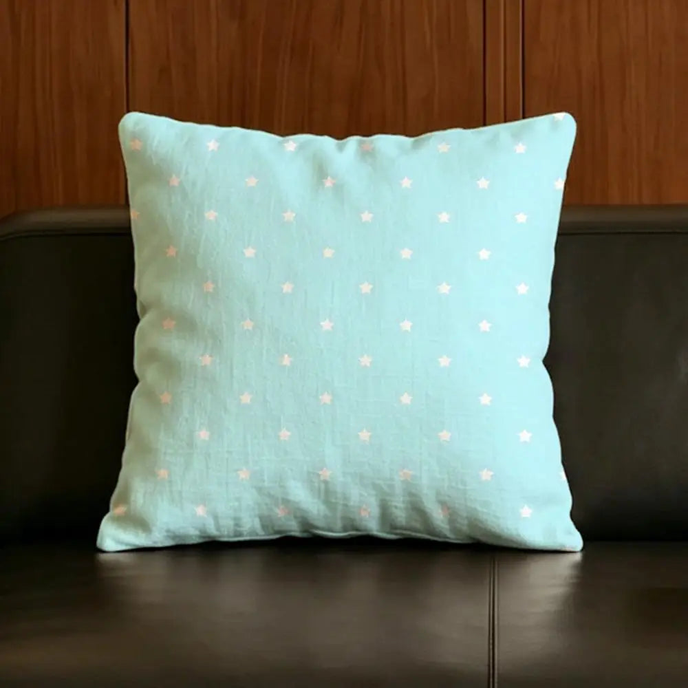 Natural Linen Cushion Covers – Star & Polka Print | 6 Sizes Linen Cushion Cover Axl White1 45X45cm