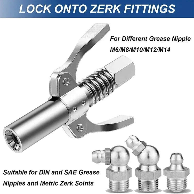 10,000 PSI Quick-Release Grease Gun Coupler 1/8 NPT Grease Gun Coupler Axl