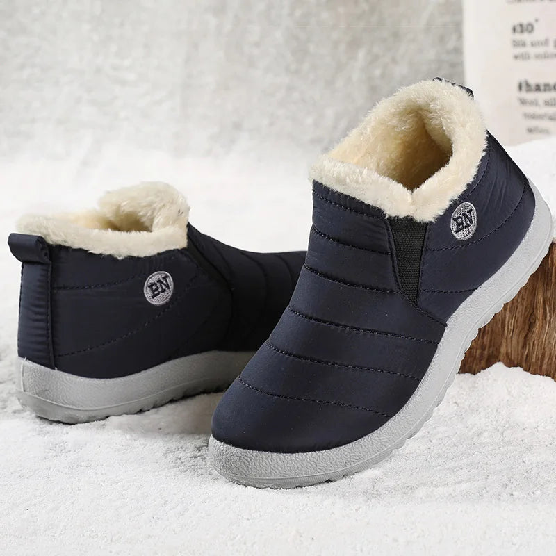 HAJINK Men's Fur-Lined Winter Ankle Boots – Slip-On Snow Boots Men's Winter Boots Axl