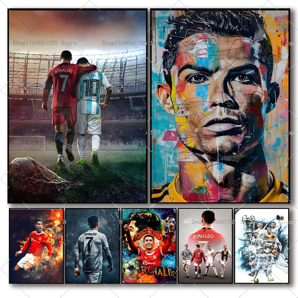 Cristiano Ronaldo Wall Poster – Self-Adhesive Waterproof Sticker Wall Art Poster Axl