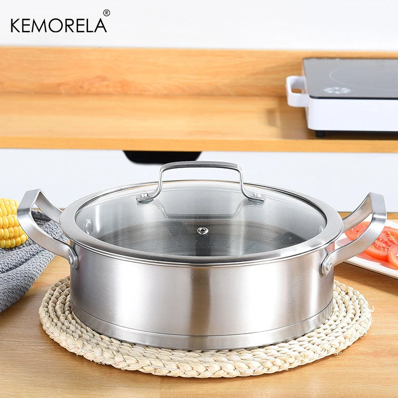 KEMORELA Stainless Steel Pot Set 16/20/24cm – Soup & Steamer Stainless Steel Pot Set Axl 24cm