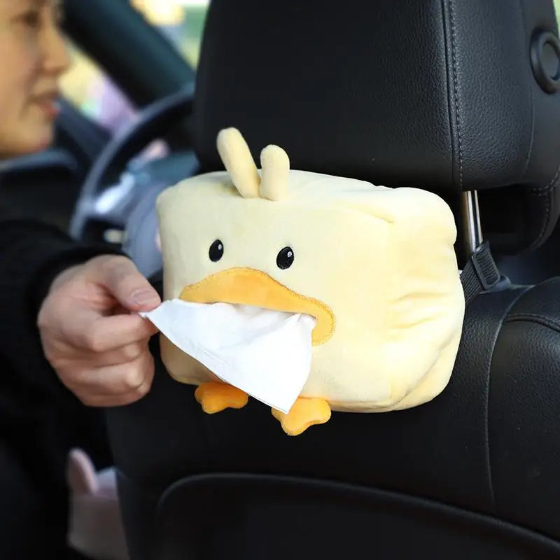 Cartoon Plush Tissue Box Holder – Car Armrest & Backseat Cover Car Tissue Holder Axl