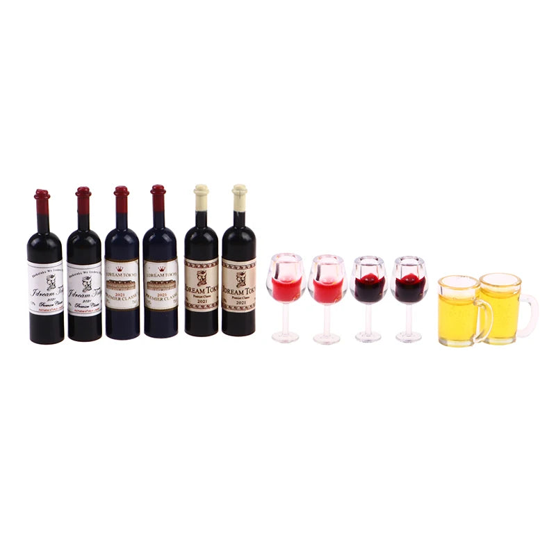 1:12 Dollhouse Miniature Wine & Beer Set – 15-Pc Resin Decor Dollhouse Miniature Set Axl