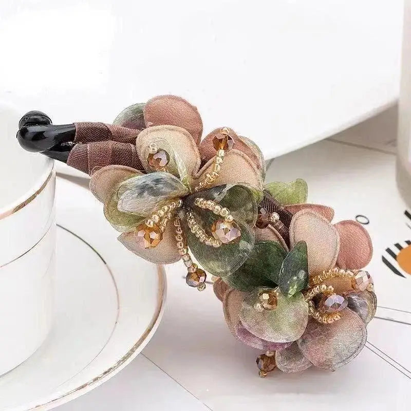 Non-Slip Floral Banana Hair Clip – Vintage Rose Barrette Hair Clip Barrette Axl A1
