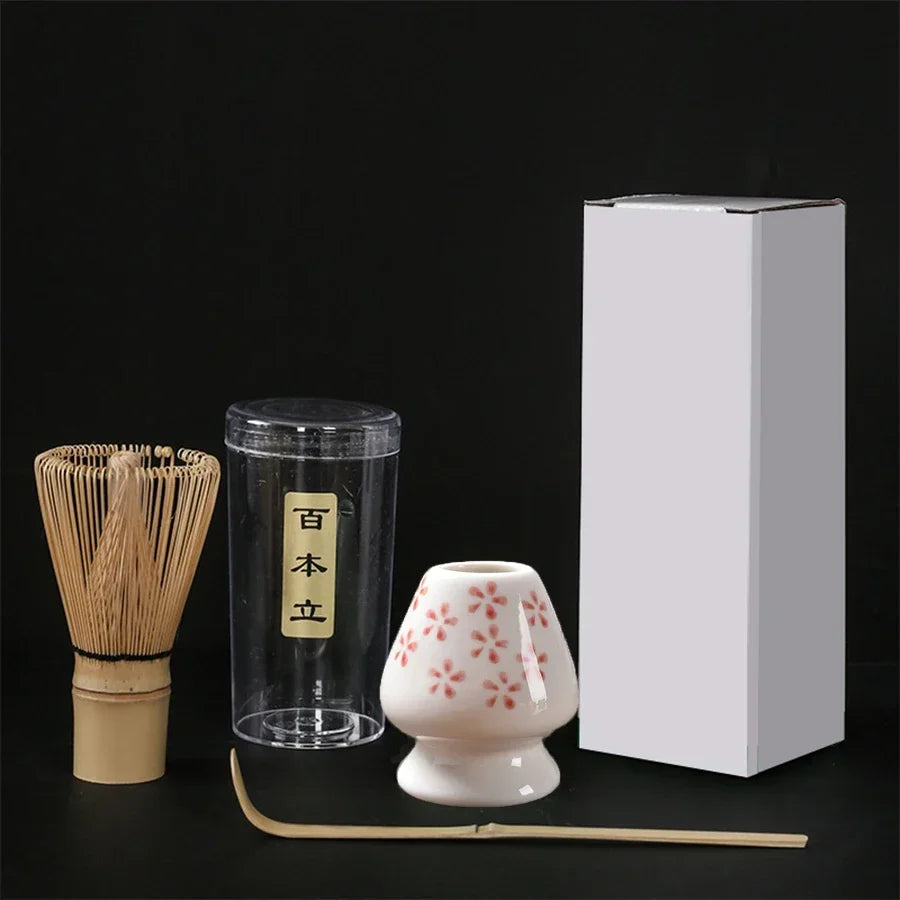 3-Piece Bamboo Matcha Set – Whisk, Scoop & Stand | Tea Kit Matcha Tea Set Axl White 3pcs