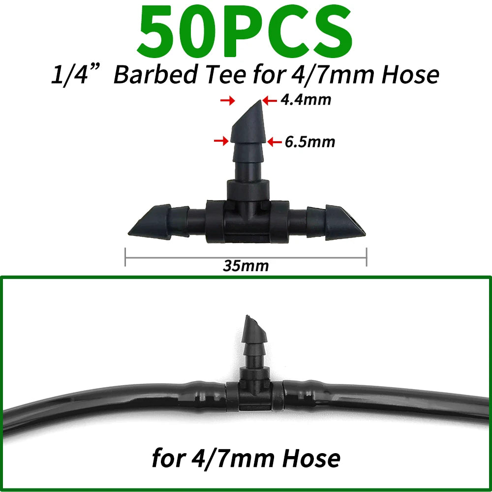 50-Pack Barbed Drip Irrigation Fittings – 4/7mm Connectors Drip Irrigation Fittings Axl E-50pcs
