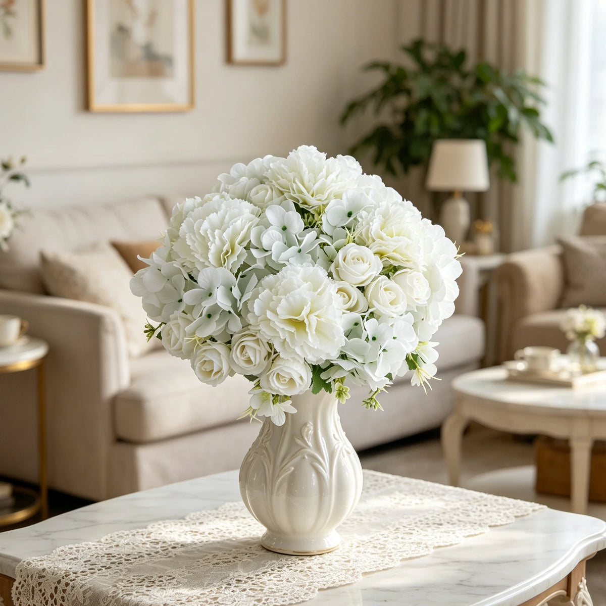 Silk Artificial Carnation Rose Bouquet – Wedding & Home Decor Artificial Flower Bouquet Axl