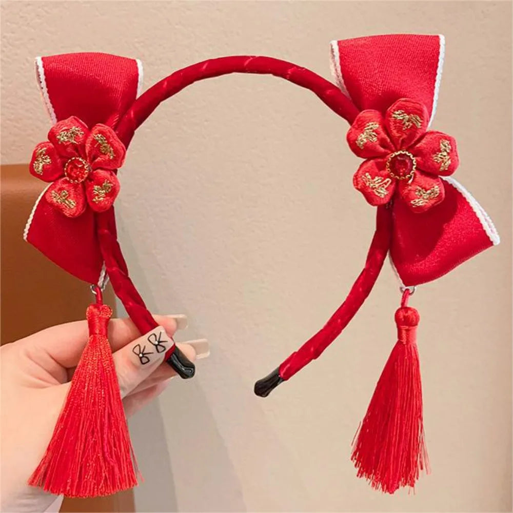 Girls Flower Braid Wig Headband – Chinese Style Hair Accessory