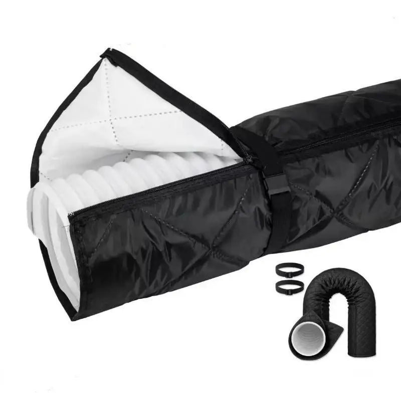 Portable AC Hose Cover – Dustproof Oxford Fabric + 2 Buckle Straps AC Protective Cover Axl zipper Black