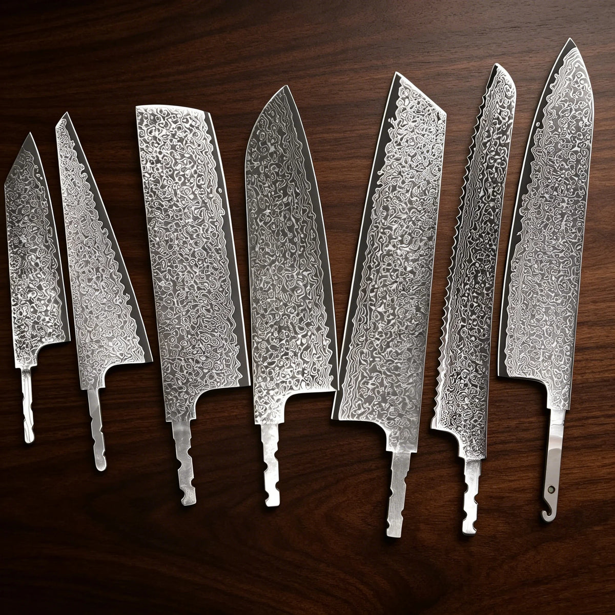 Damascus Steel Blank Blades – Knife Making Kit 1–7 Pcs Knife Making Blank Axl