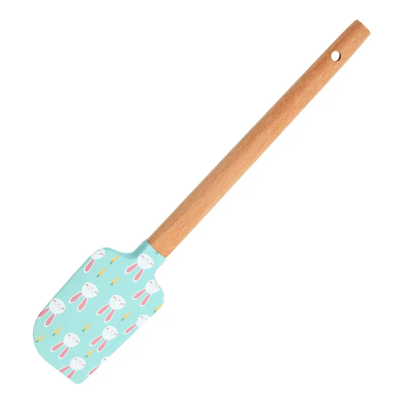 Silicone Cake Spatula & Scraper – Wooden Handle Christmas Cake Spatula Axl A