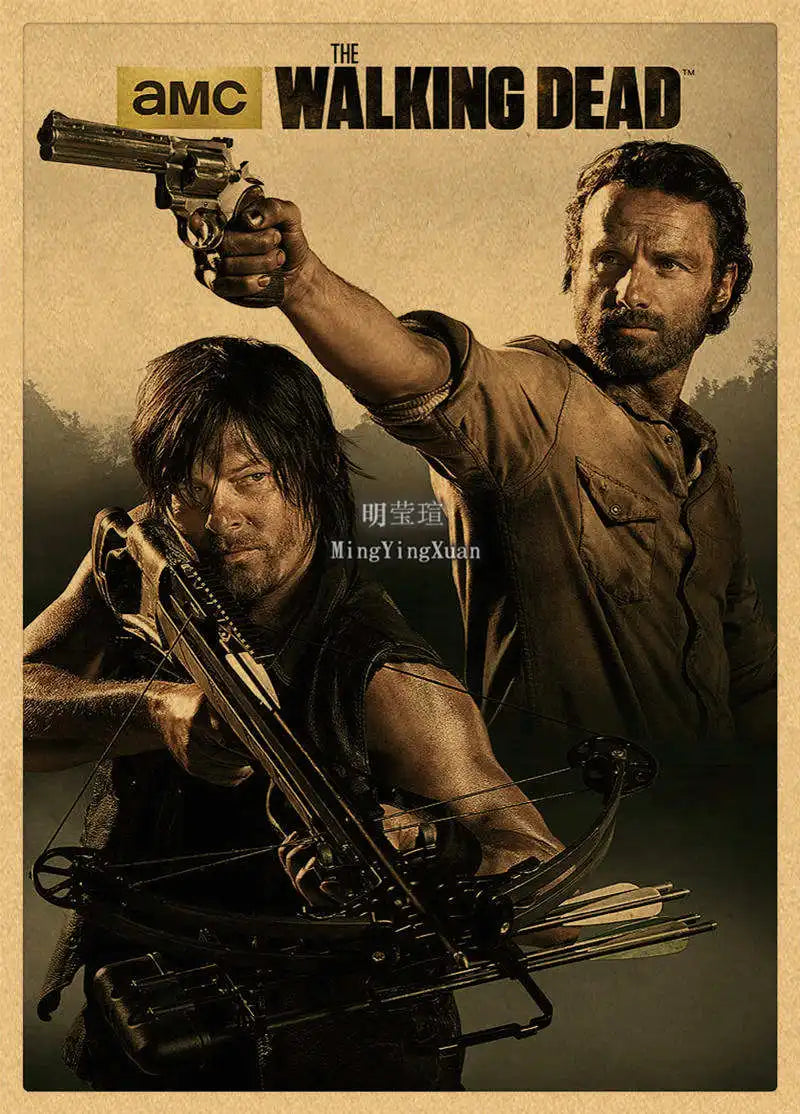 Walking Dead Vintage Kraft Paper Poster | Retro Wall Art Decor