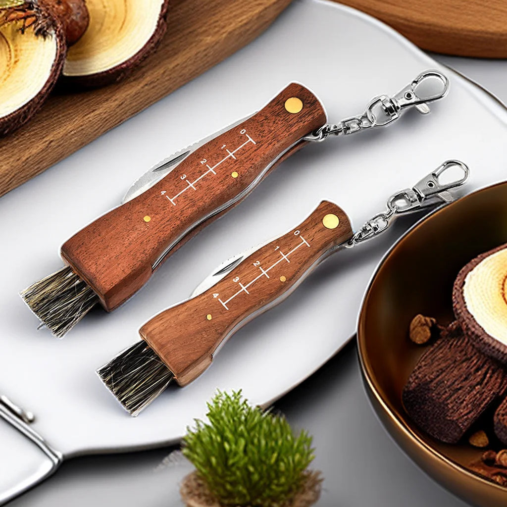 Mini Folding Mushroom Knife – Stainless Steel & Rosewood Handle Folding Pocket Knife Axl