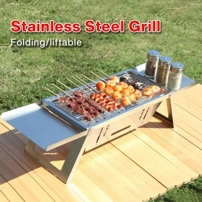 Folding Stainless Steel Charcoal BBQ Grill – Portable Outdoor Folding Charcoal Grill Axl