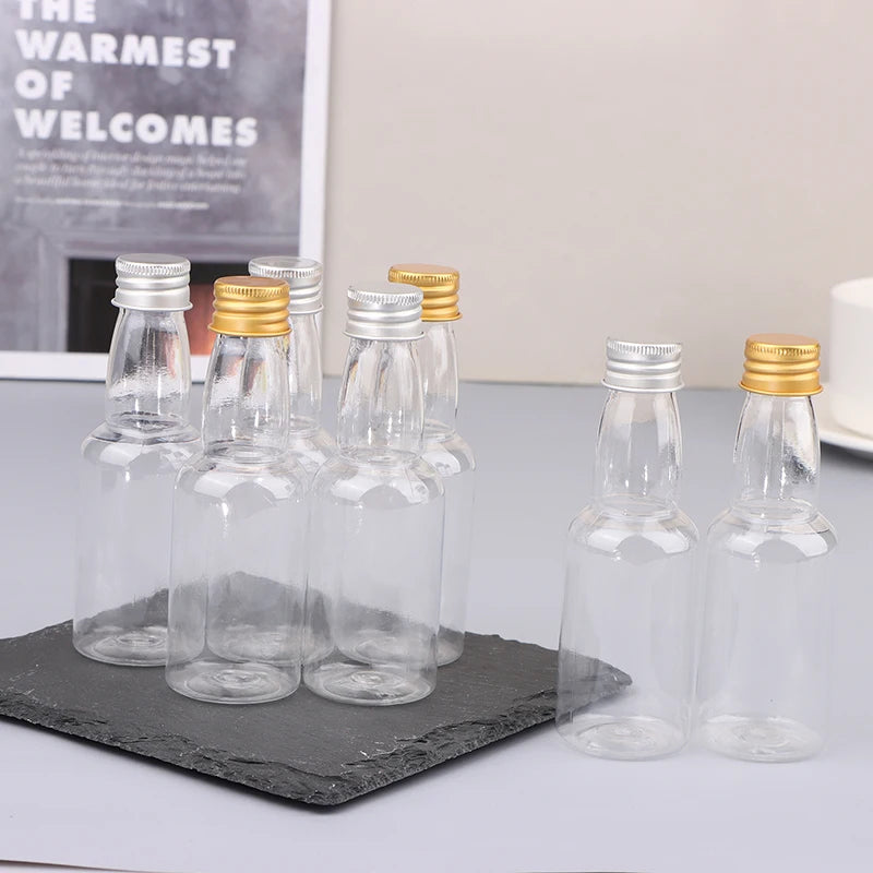 10-Pack 50ml Mini Clear PET Refillable Bottles Leak-Proof Lids Mini Refillable Bottles Axl