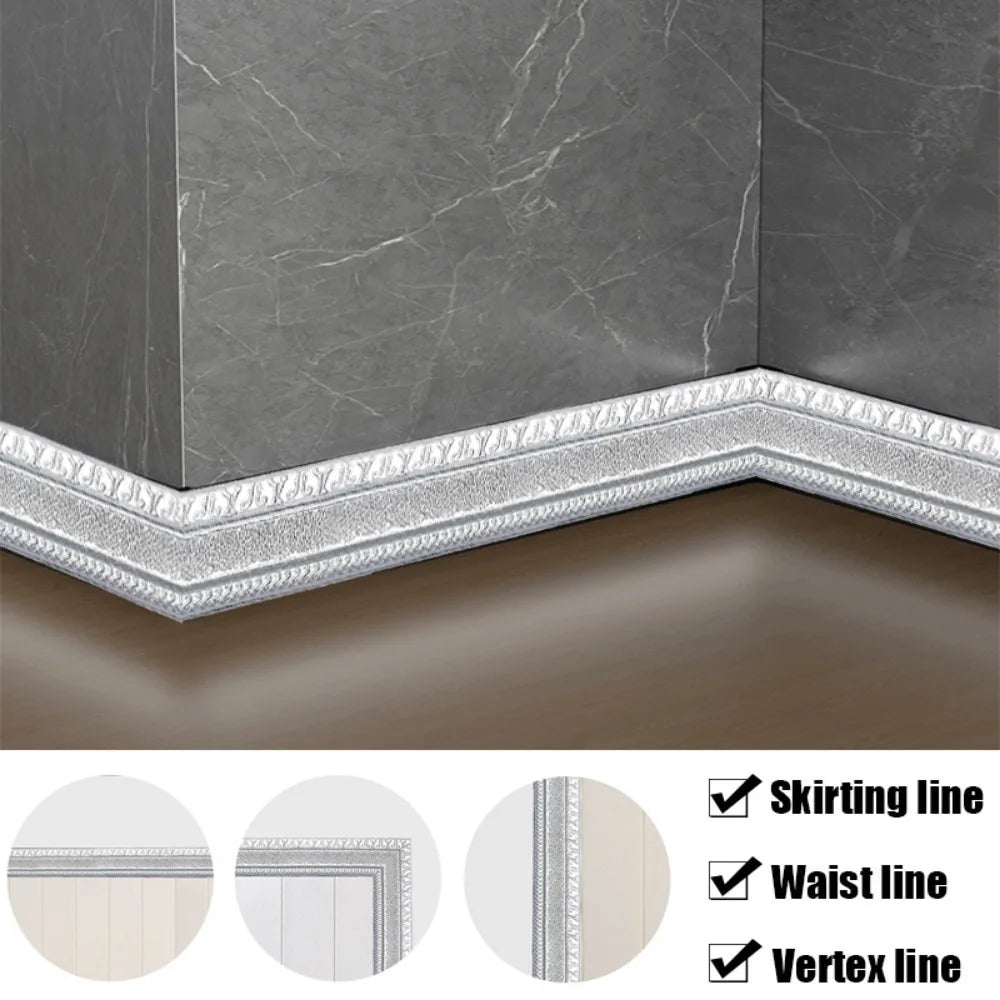 2.3m 3D Self-Adhesive Wall Trim Skirting Border Strip Decor Wall Border Trim Axl