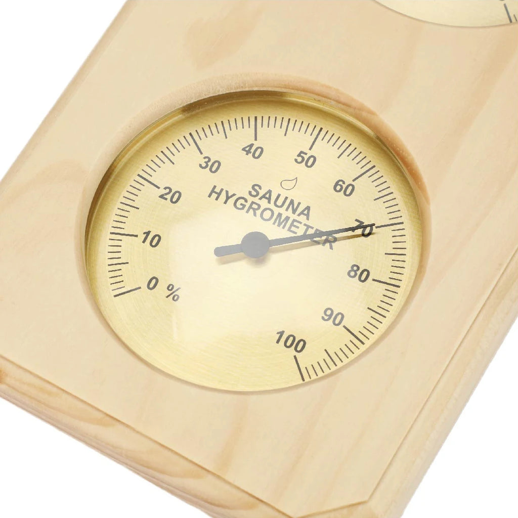 Wood Sauna Thermometer & Hygrometer – Mechanical, No Battery Sauna Thermometer Hygrometer Axl