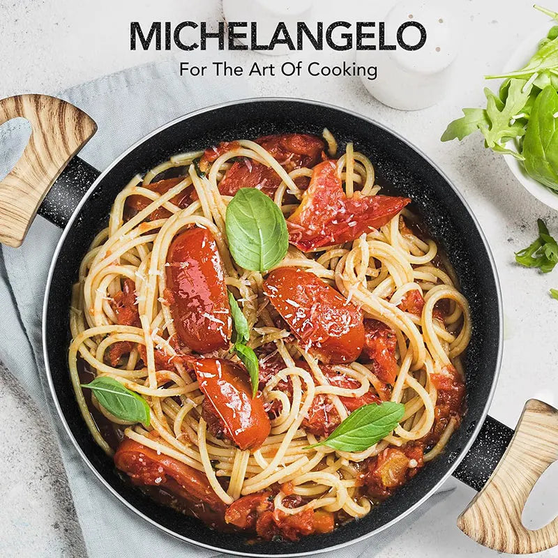 MICHELANGELO 5 Qt Nonstick Granite Stock Pot with Glass Lid Nonstick Stock Pot Axl