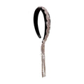 Black Velvet Rhinestone Tassel Headband – Bridal Hair Clip Bridal Hair Accessory Axl Silver