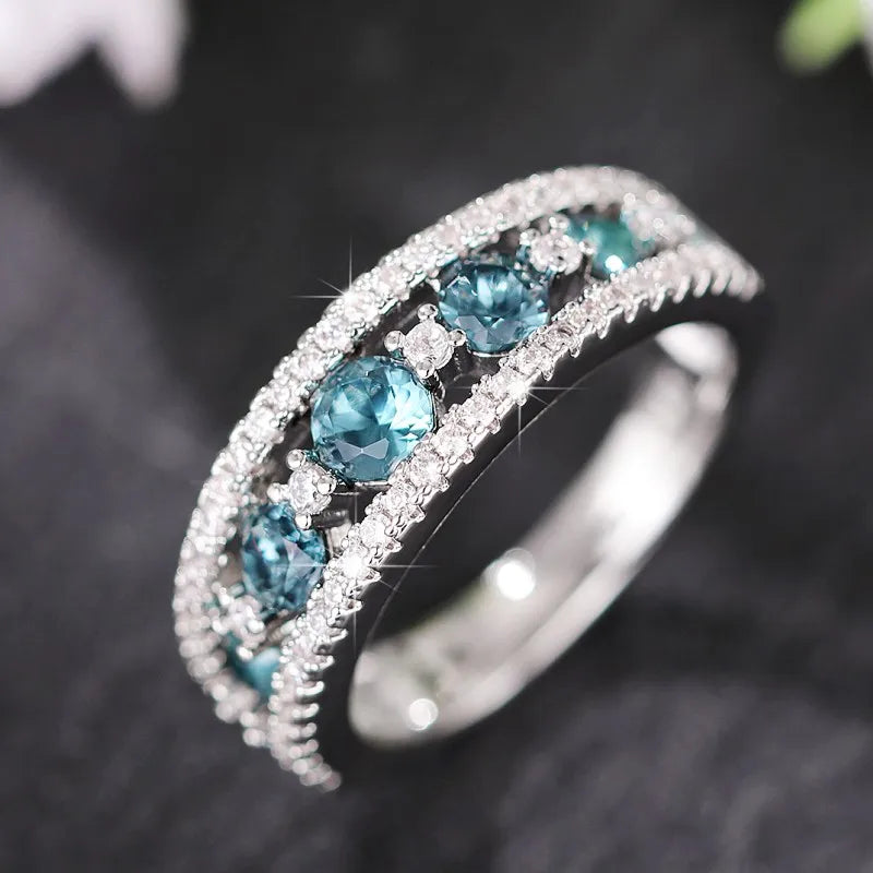 Huitan Blue CZ Women's Ring – Wedding & Daily Fashion Jewelry Fashion Ring Axl