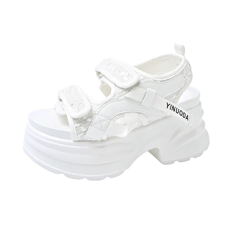 Women's 8CM Platform Wedge Sandals – Peep Toe Gladiator Heels Platform Wedge Sandals Axl WHITE 36