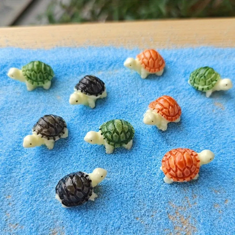 10 PCS Mini Resin Turtle Figurines – Micro Landscape Garden Decor Garden Figurines Axl