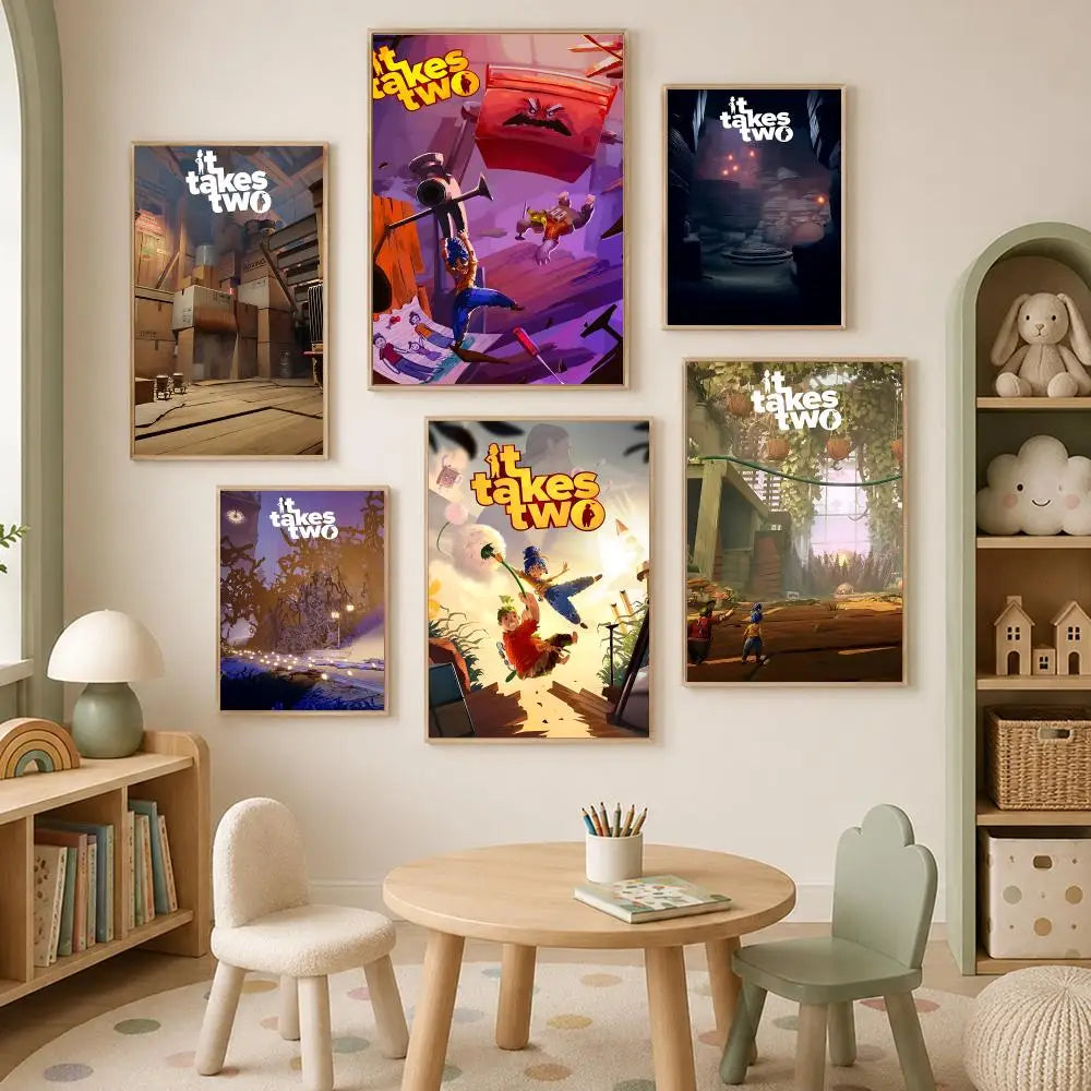 It Takes Two Game Poster – Self-Stick HD Wall Art Decor Gaming Wall Poster Axl