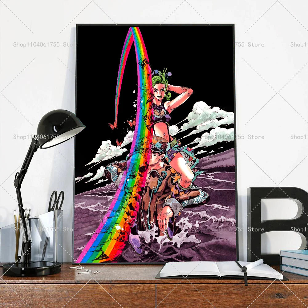 JoJo's Bizarre Adventure Anime Poster – Self-Adhesive Wall Art Anime Wall Poster Axl z1 30x42cm No Frame