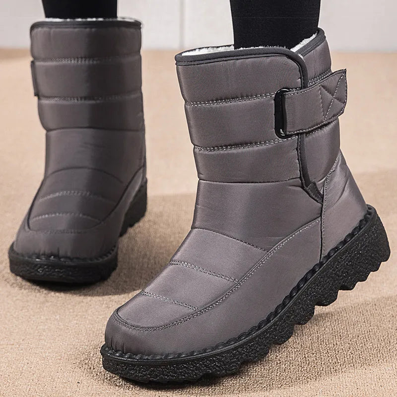 Women's Waterproof Snow Boots – Fur-Lined Ankle Boots Korea Style Women's Snow Boots Axl Grey 37