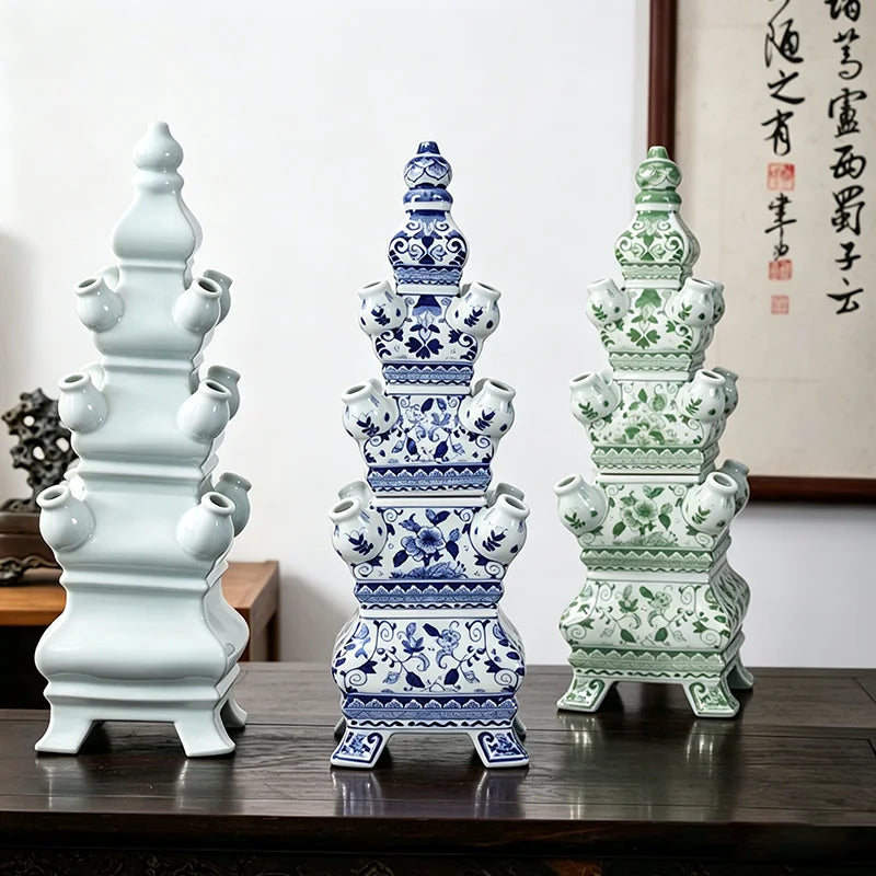 Modern Pagoda Ceramic Vase – Luxury Decorative Flower Bottle Decorative Ceramic Vase Axl