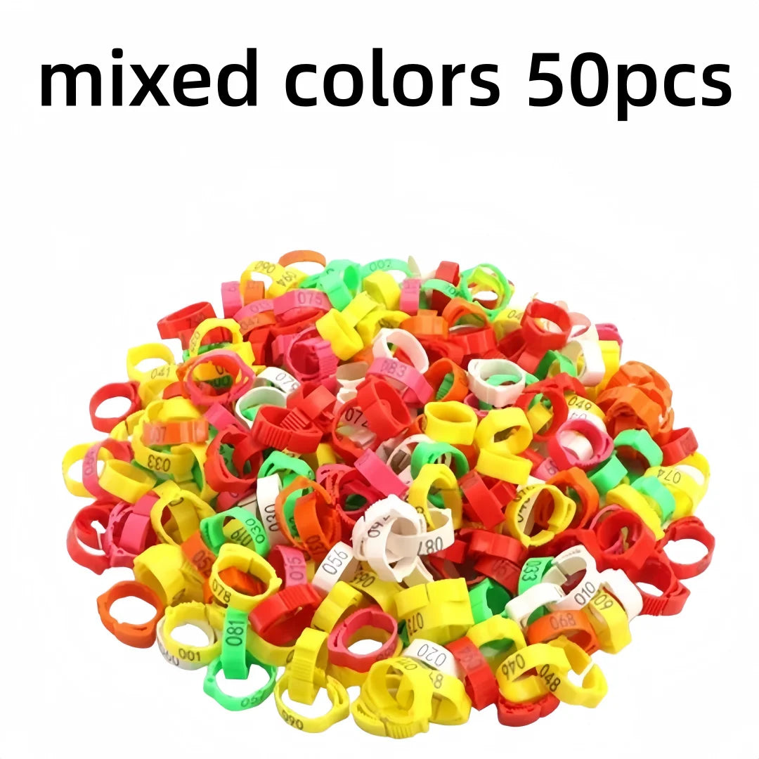 50 Pcs Numbered Chicken Leg Bands – Adjustable Poultry Foot Rings Poultry Leg Bands Axl mixed colors 50pcs