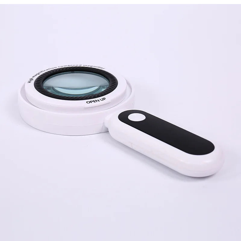Dual Lens LED Magnifying Glass 10X 30X – Handheld Magnifier LED Magnifying Glass Axl WHITE