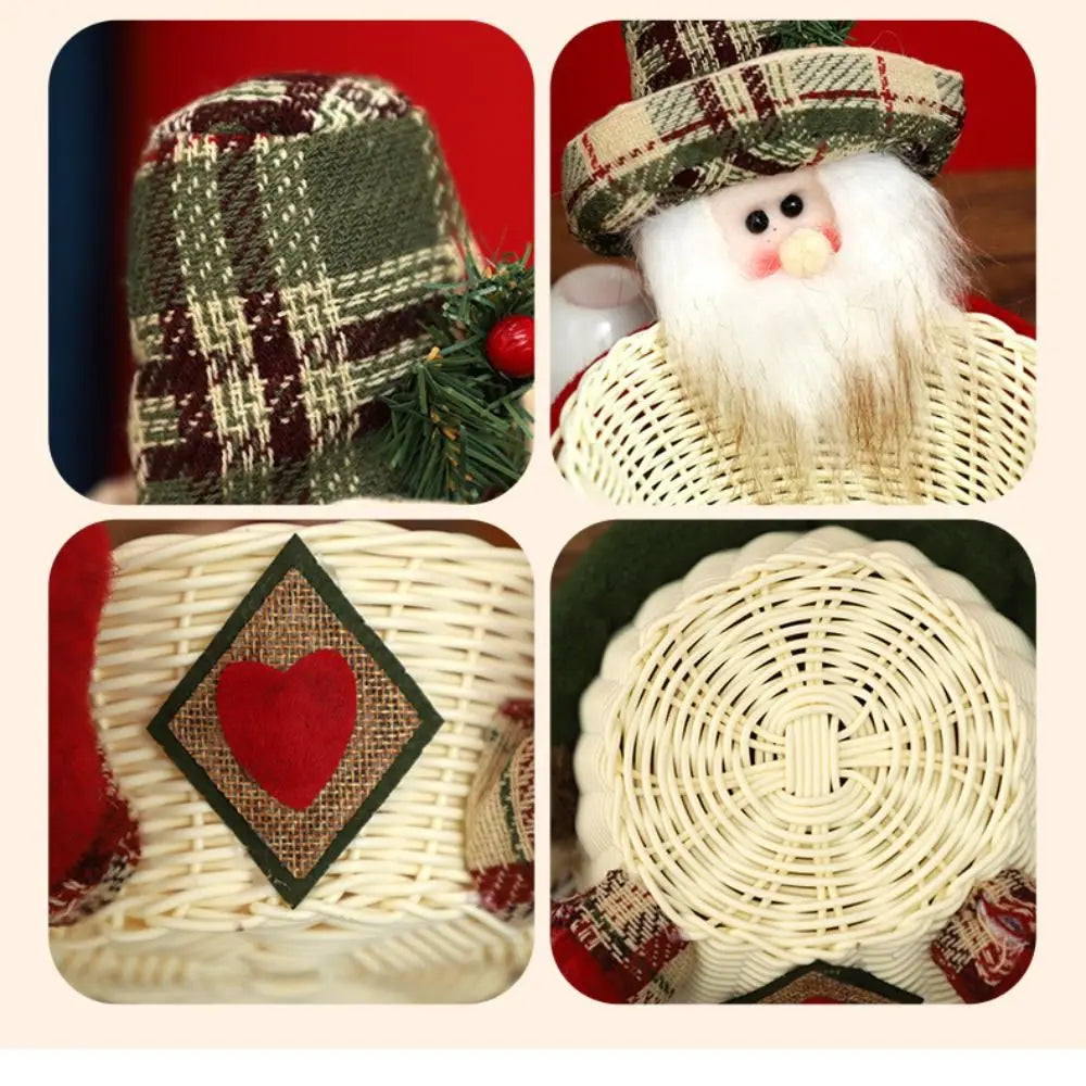 Christmas Candy Basket with Santa & Snowman Doll | Festive Bowl Christmas Candy Basket Axl