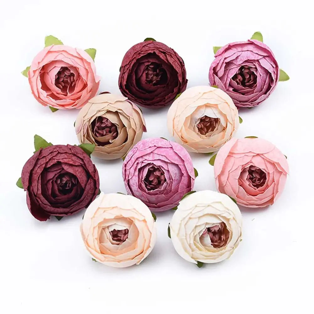 50/100 Pcs Silk Tea Rose Buds – Artificial Flowers for DIY Decor Artificial Silk Flowers Axl