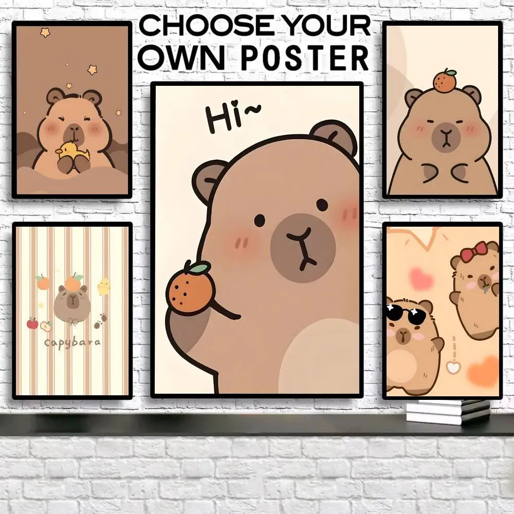 Capybara Canvas Wall Art – HD Print Poster | Home Decor Canvas Wall Art Axl