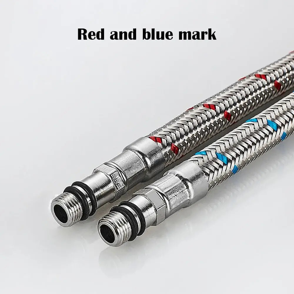 Stainless Steel Braided Faucet Connector Hoses – 1 Pair Plumbing Supply Hose Axl