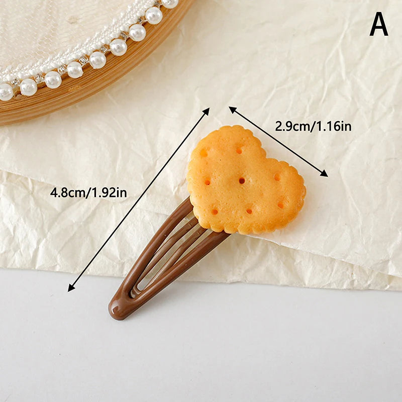 Kawaii Cookie Hair Clips – Cute Biscuit Barrettes 1 or 4 Pcs Hair Clip Barrette Axl A