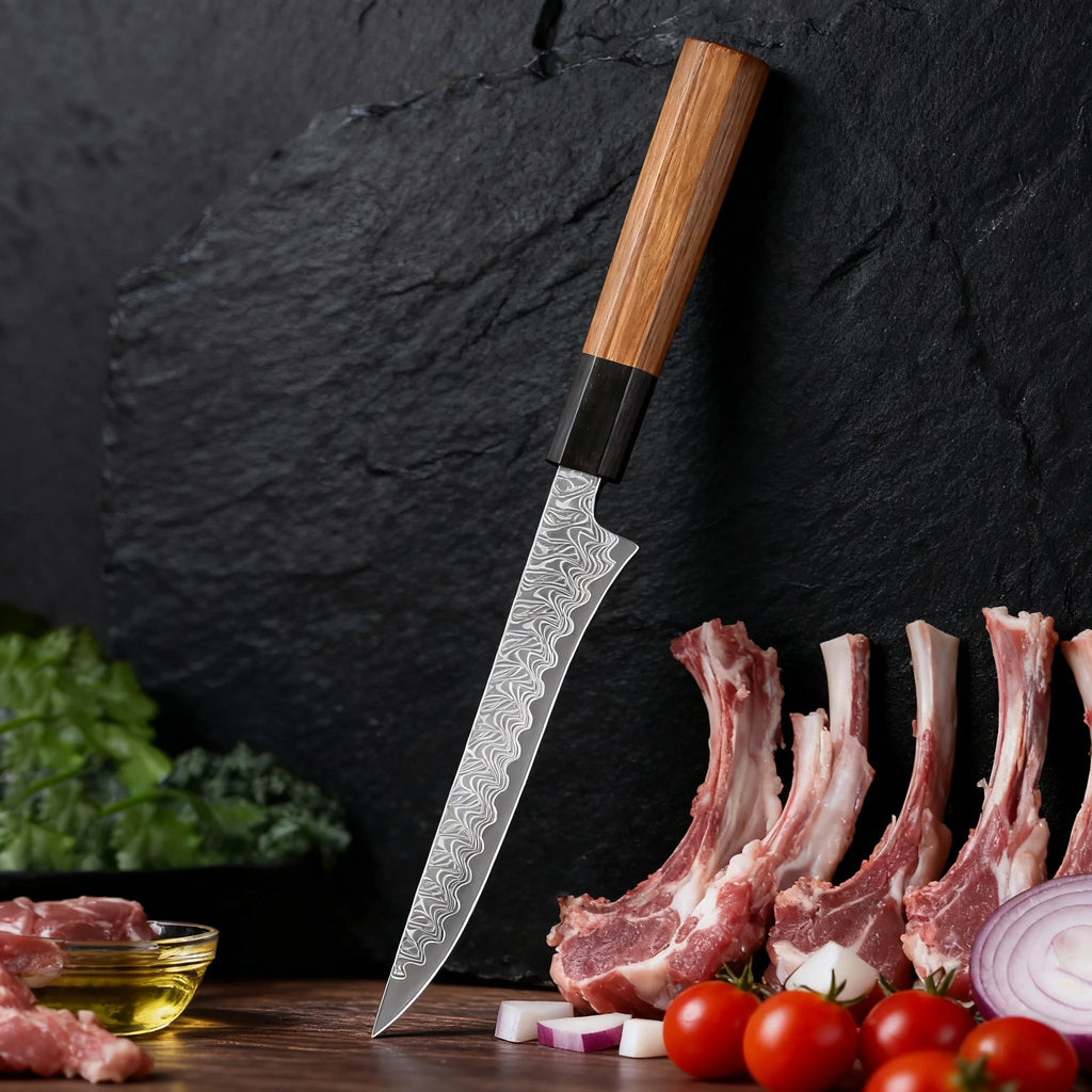 67-Layer Damascus Steel Boning Knife – Sharp Kitchen Slicer Damascus Boning Knife Axl