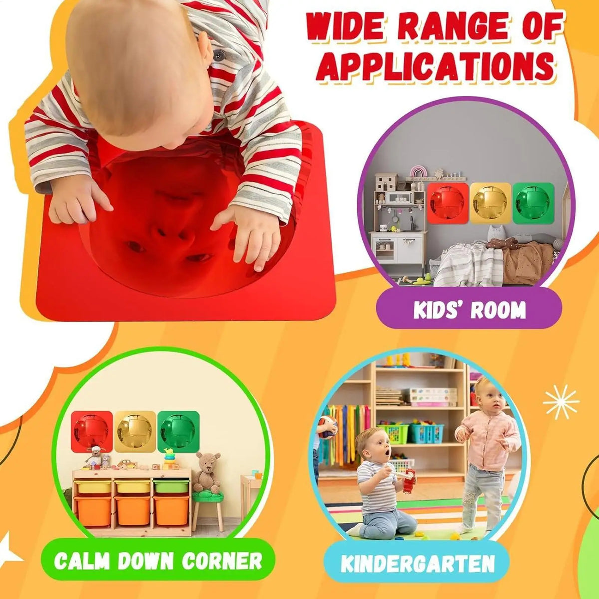 Kids Acrylic Bubble Sensory Mirror Set – 3-Piece Tactile Toy Sensory Play Mirror Axl