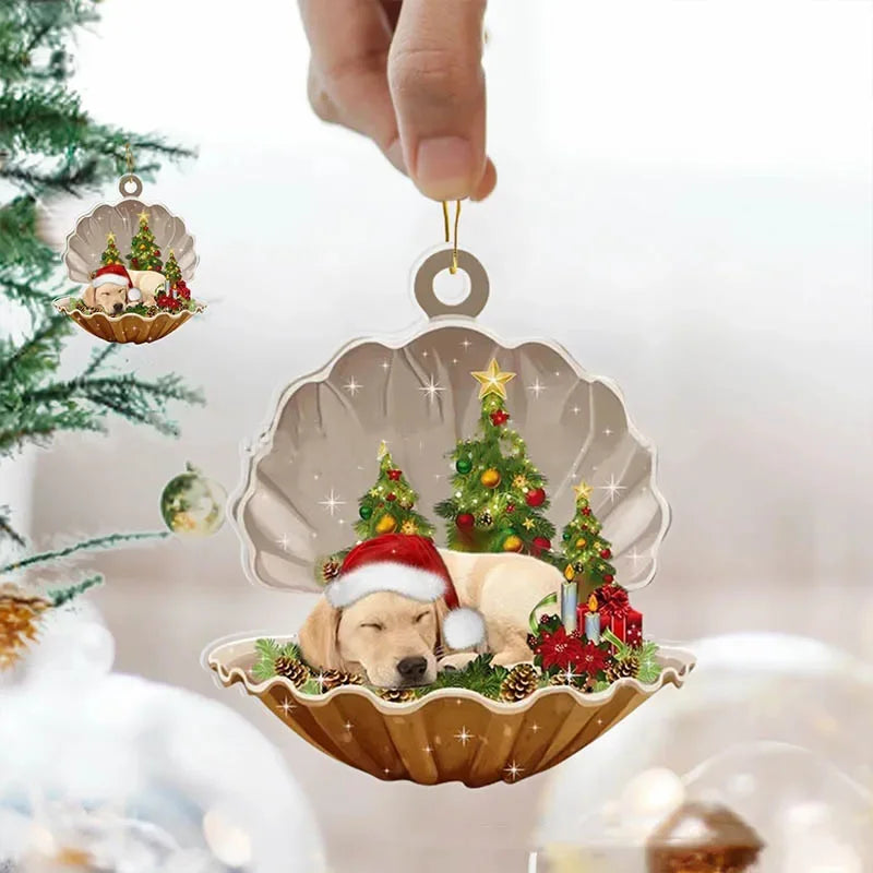 Christmas Puppy Dog Shell Hanging Ornament | Xmas Tree Pendant Christmas Tree Ornament Axl