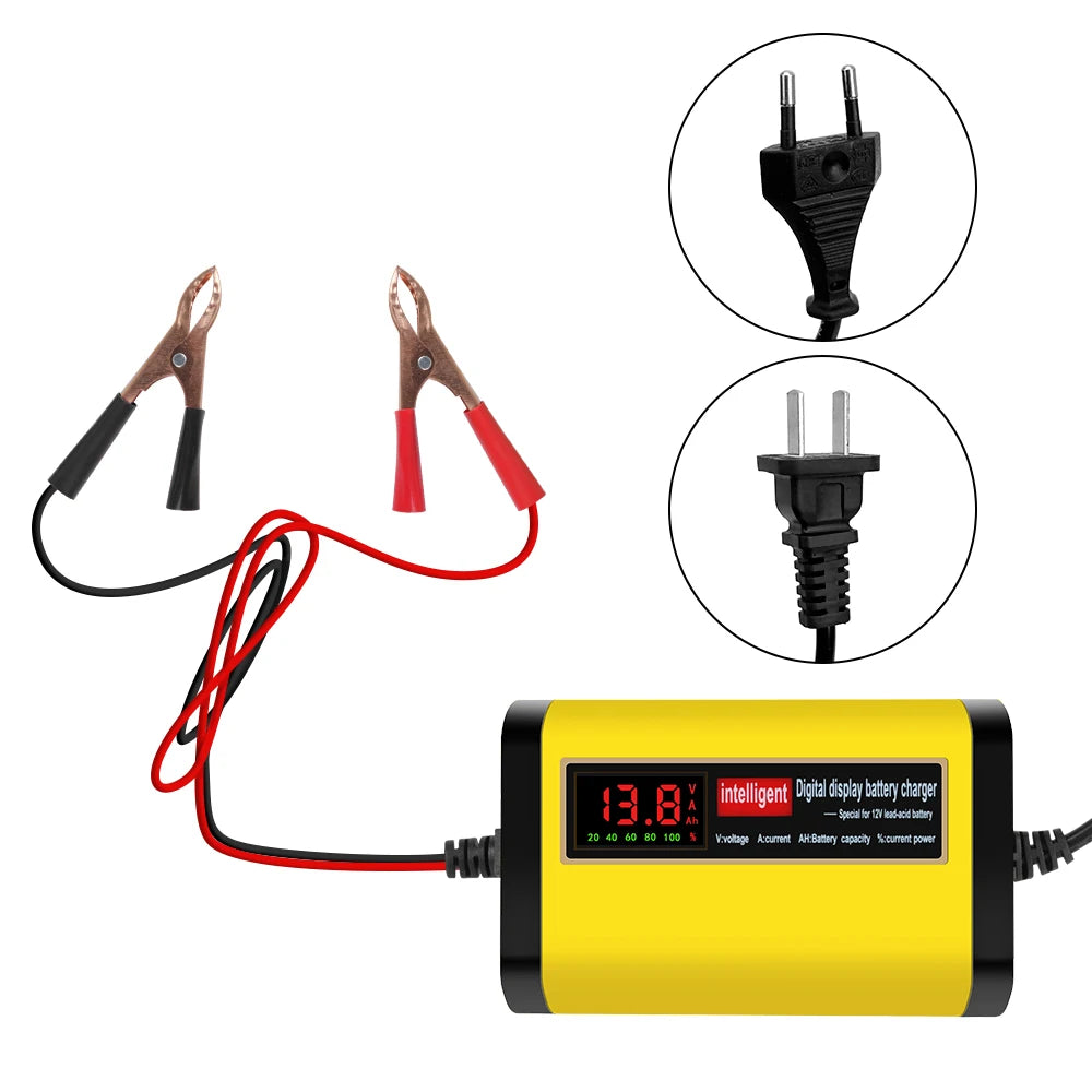 Automatic 2A Car Battery Charger – LCD Display, 12V Car Battery Charger Axl